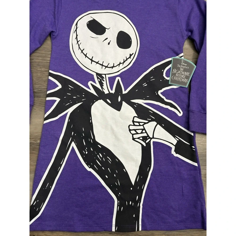 NWT Girls Hooded Nightmare Before Christmas Dress Sz S (6-6X) Long Sleeve Disney